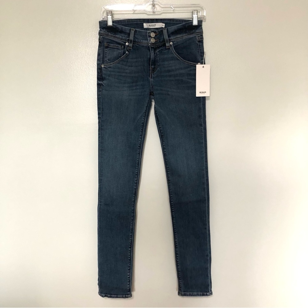 Hudson Collin Mid Rise Skinny Jeans Blue New 25